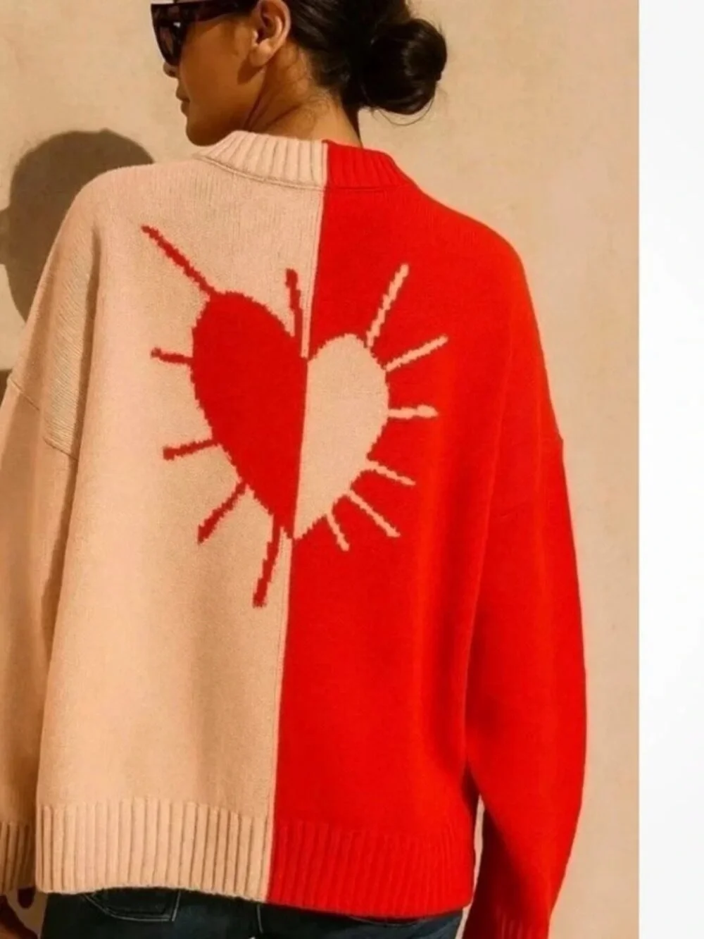 Kerri Rosenthal XOKR Color Blocked Sunburst V-neck Sweater XSmall - Picture 3 of 13